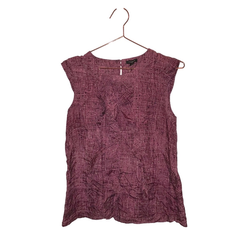 Ann Taylor Ruffle Silk sleeveless blouse Blouse size small
